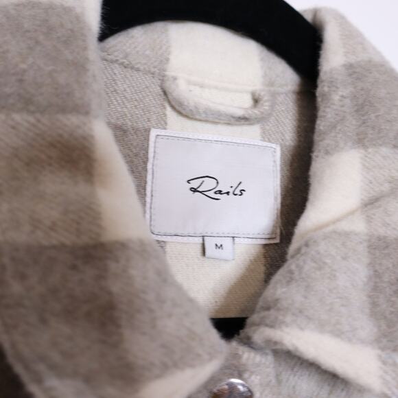 RAILS Tripp Shirt Jacket Ivory Rain Checkered Fleece Flannel Women's M - Picture 11 of 13